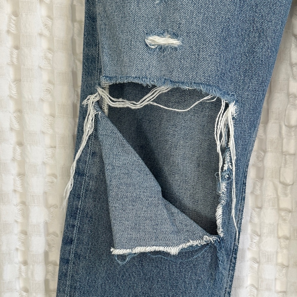 Agolde Denim Straight Leg High Waisted Distressed Jeans 25 Organic Cotton - Picture 7 of 17